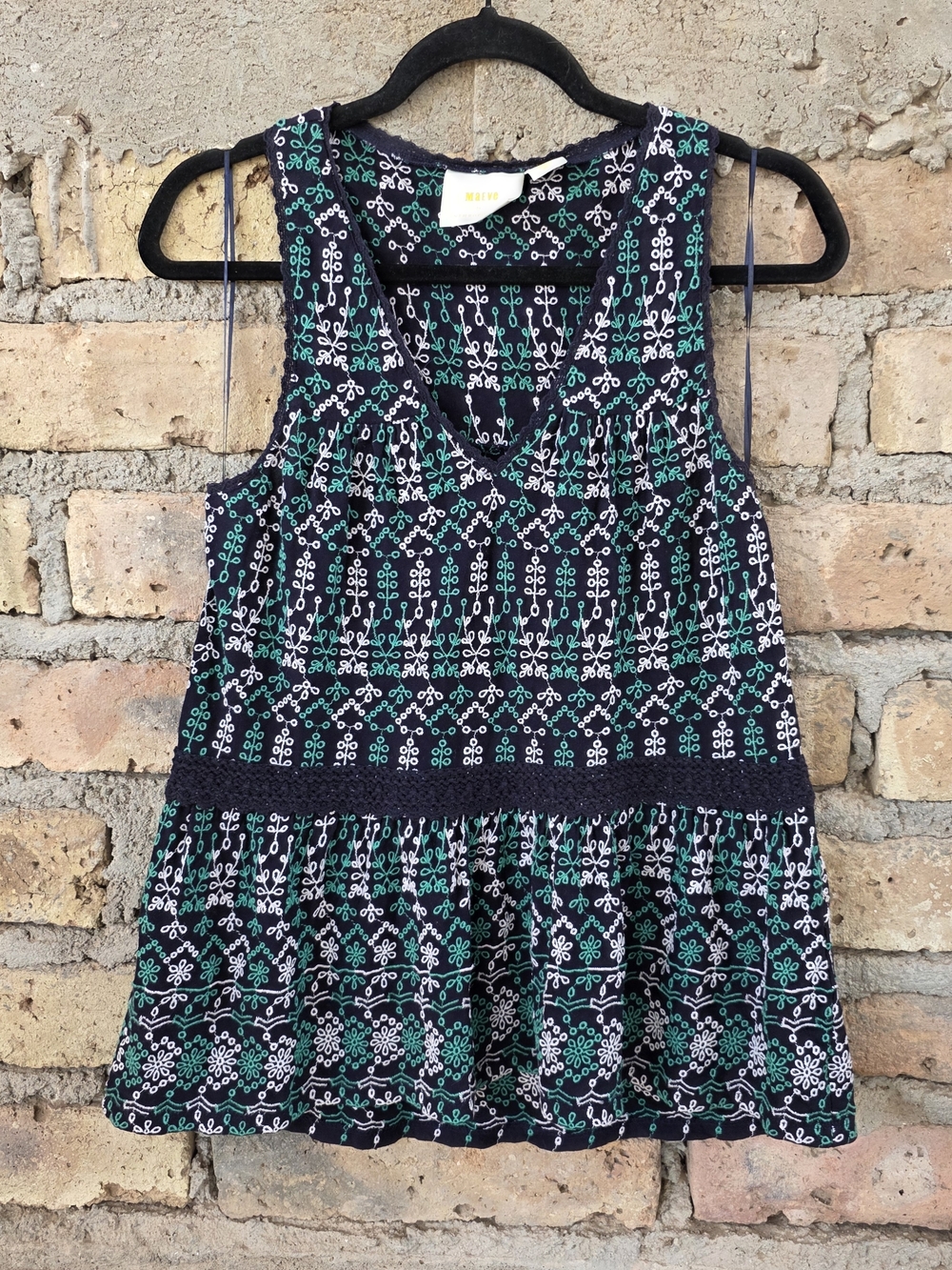 Maeve by Anthropologie Cammie Embroidered Peplum Top Size S